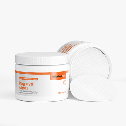 Advelop pet dog eye wipes on a white background